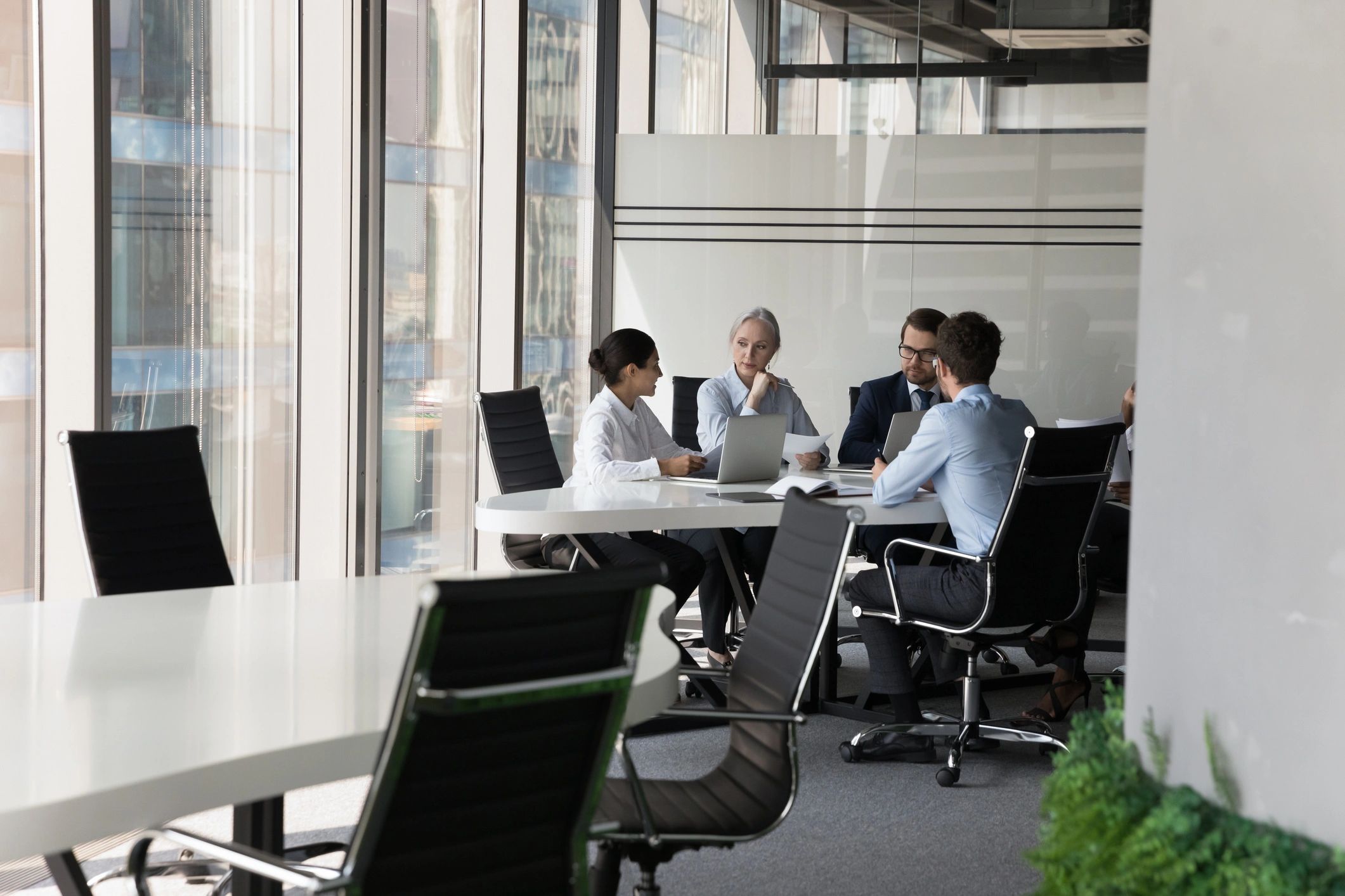 Business group collaborating in a modern office