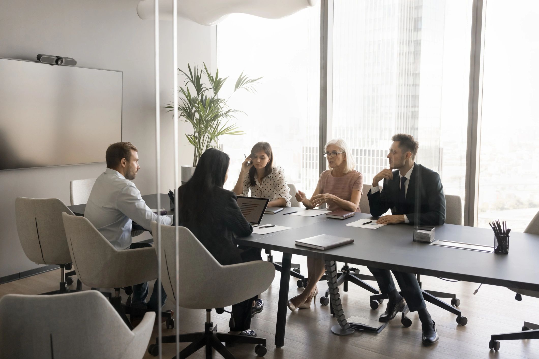 Business partners meeting in a boardroom
